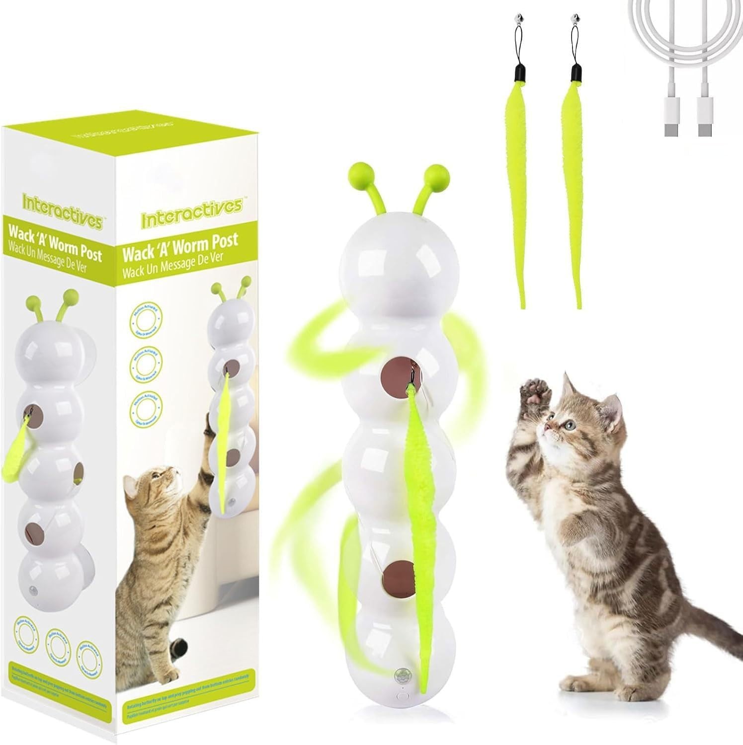Interactive Caterpillar Cat Toy with Motion Sensor